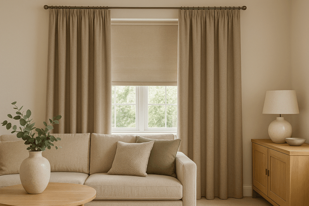 Beautiful Neutral Plain Textured Curtains, Made Measured and Fitted by McGraths Blinds and Curtains - Tarleton