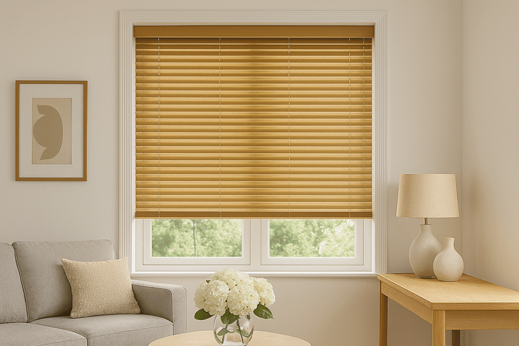 Oak Venetian Blinds Fitted In a Lovely Lounge in Burscough